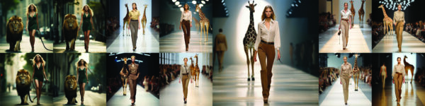 Titled 'Wild Animals on the Runway' one of the Fantasy Paraphrase series prints by Adele Frank