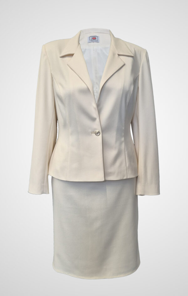 Argentum Signatum ecru tailored skirt suit by Adele Frank.