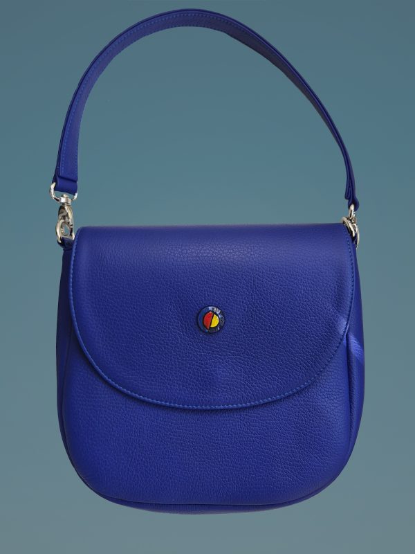 Adele Frank Azura Enigma blue leather saddle bag.