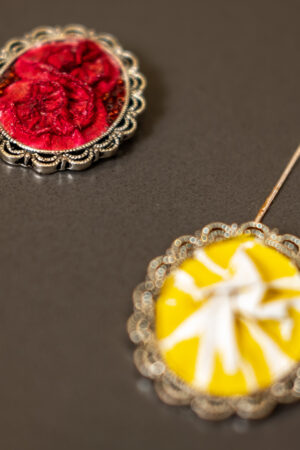 Close up of Pliora Nr°05 and Pliora Nr°06 featuring the Adele Frank Crumpled sewing application technique.