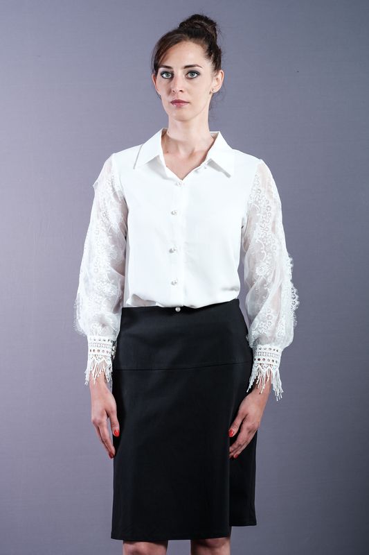 White shirt with pointed collar