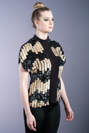 Top with faux leather sequines