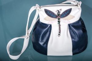 Two toned combinated leather bucket bag enlarged with tucks (Bigger one)