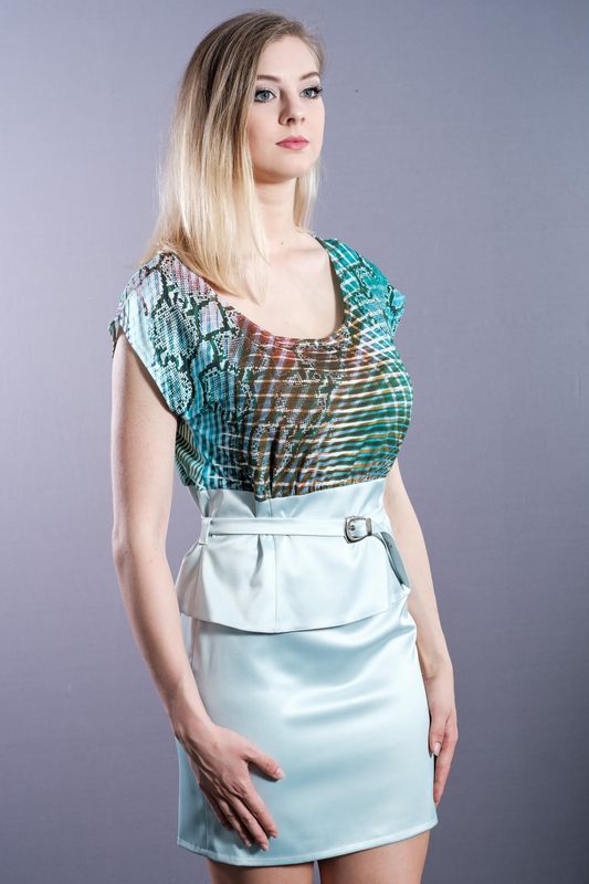 Mint coloured top, with cut under the bust