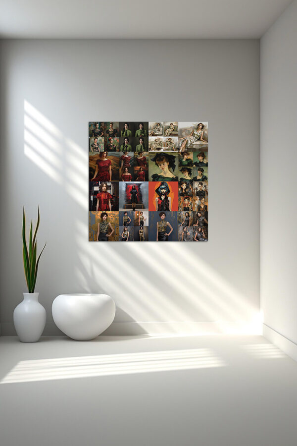 Interior wall mock-up featuring 'AI Collage Nr02' art print by Adele Frank
