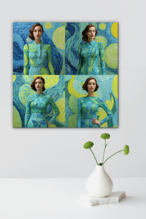 Interior wall mock-up featuring 'Windswept Blue' art print by Adele Frank