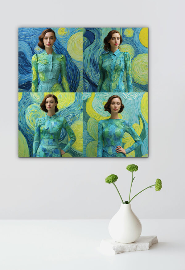 Interior wall mock-up featuring 'Windswept Blue' art print by Adele Frank