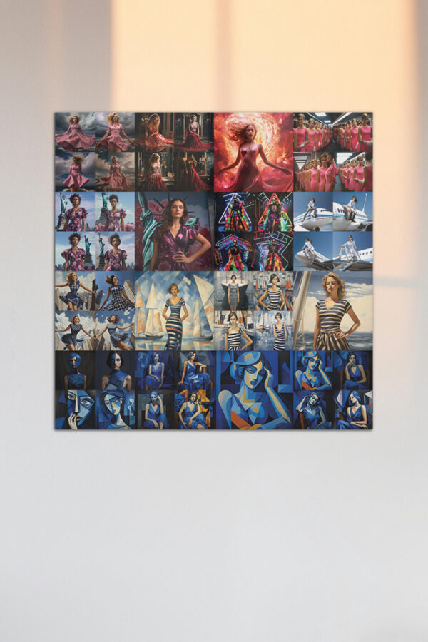 Interior wall mock-up featuring 'AI Collage Nr03' art print by Adele Frank